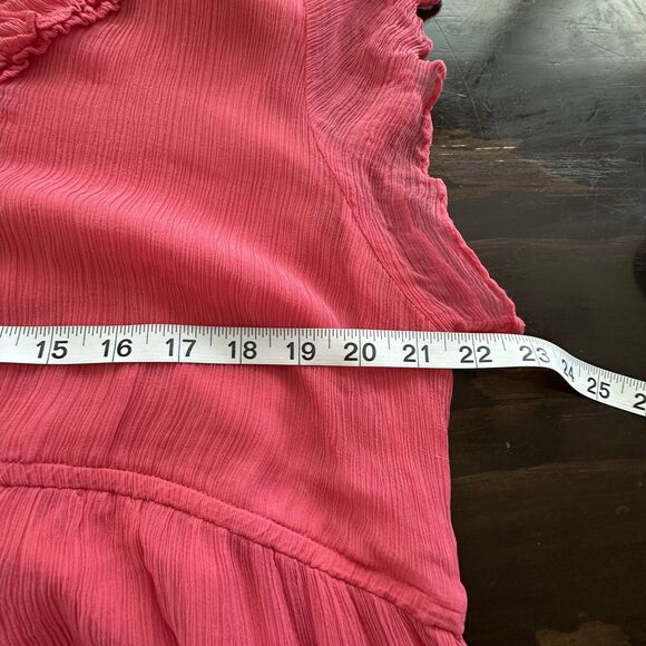 Sundance Med Monaco Meetup Pink V-Neck Ruffle Tiered Lined Dress XXL Barbiecore - Picture 11 of 12